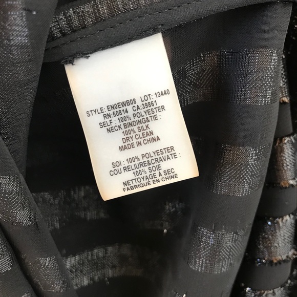 Elie Tahari silk ruffle black metallic shirt - Picture 9 of 10